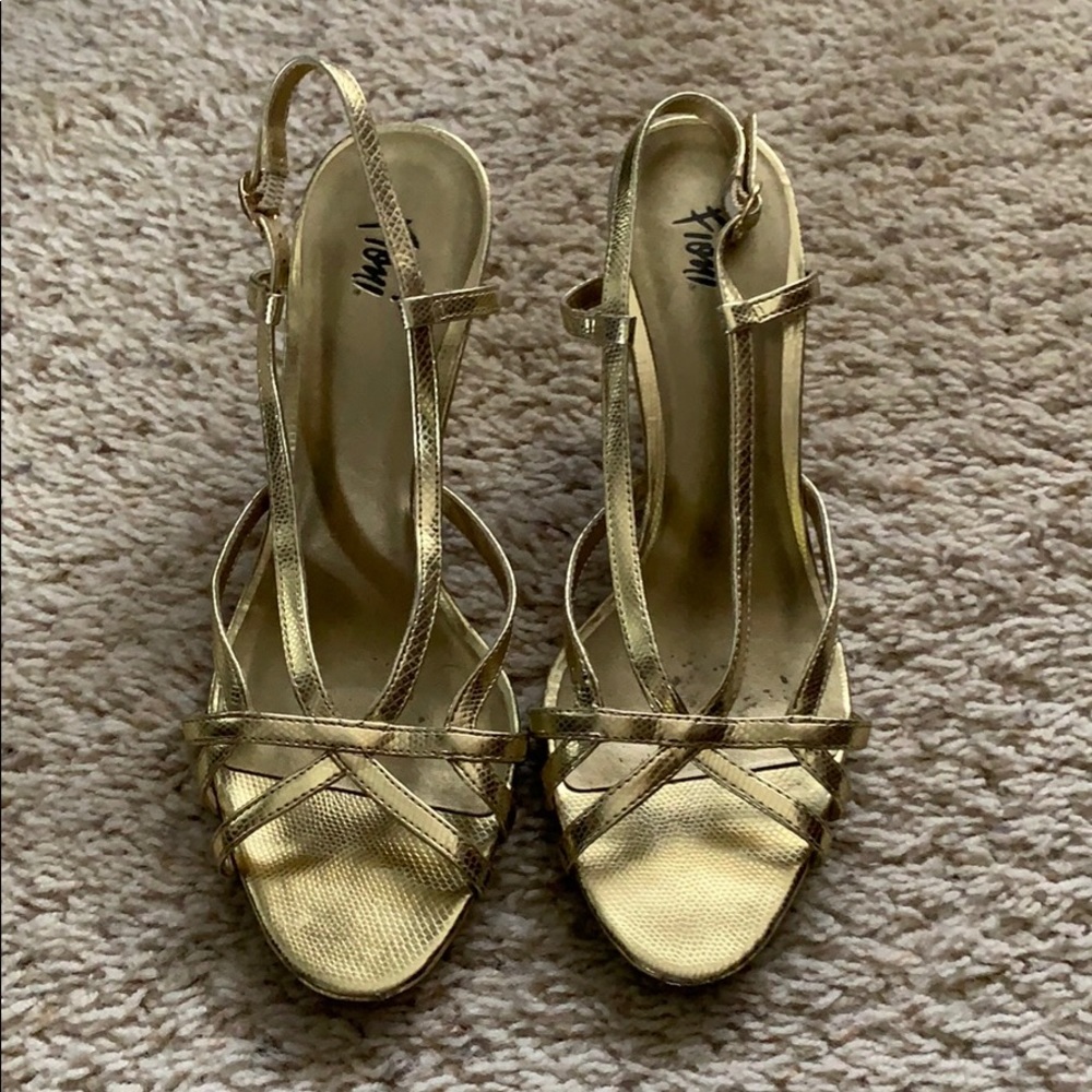 Gold snakeskin dress shoes